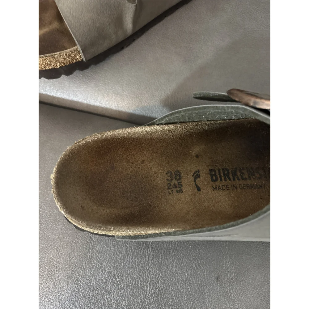 GUC WOMEN’S BIRKENSTOCK ARIZONA SANDALS SIZE 38 EU GRAY/GREEN - Picture 4 of 10
